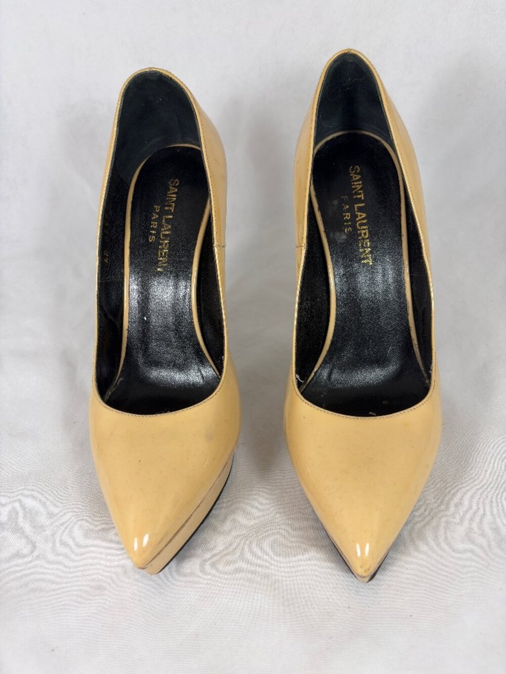 Saint Laurent Janis 105 Patent Leather Platform Pumps Nude REPAIR DYE PROJECT